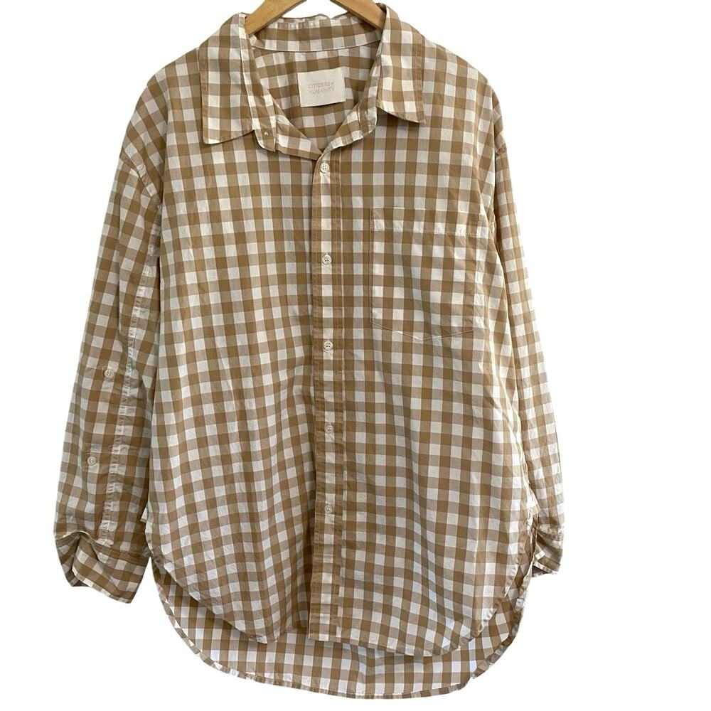 Citizens Of Humanity Kayla Gingham Button Up Shirt Women’s Large Boxy Relaxed